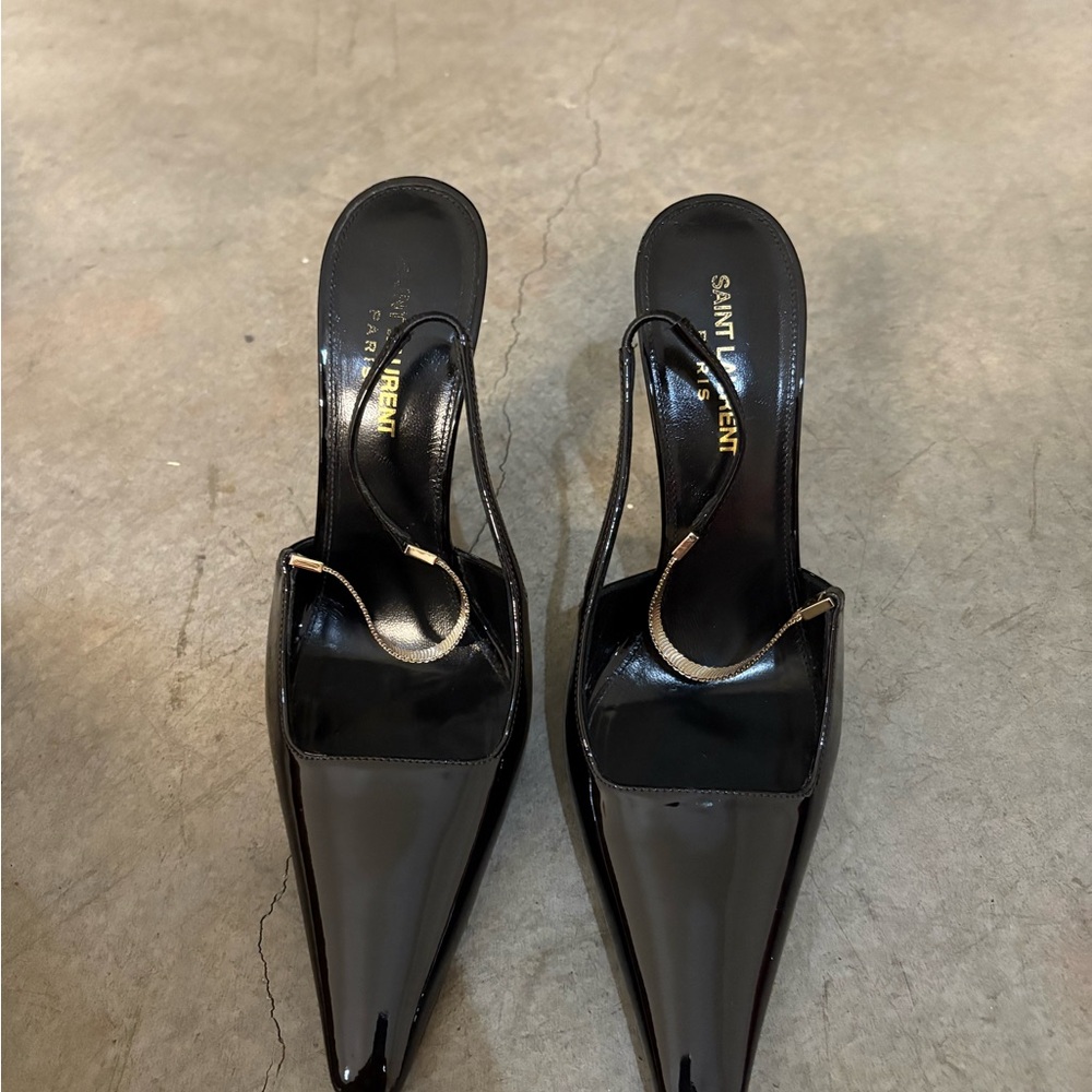Saint Laurent Black Patent Leather Slingback Heels black 38,5 . 8,5 - Picture 8 of 13